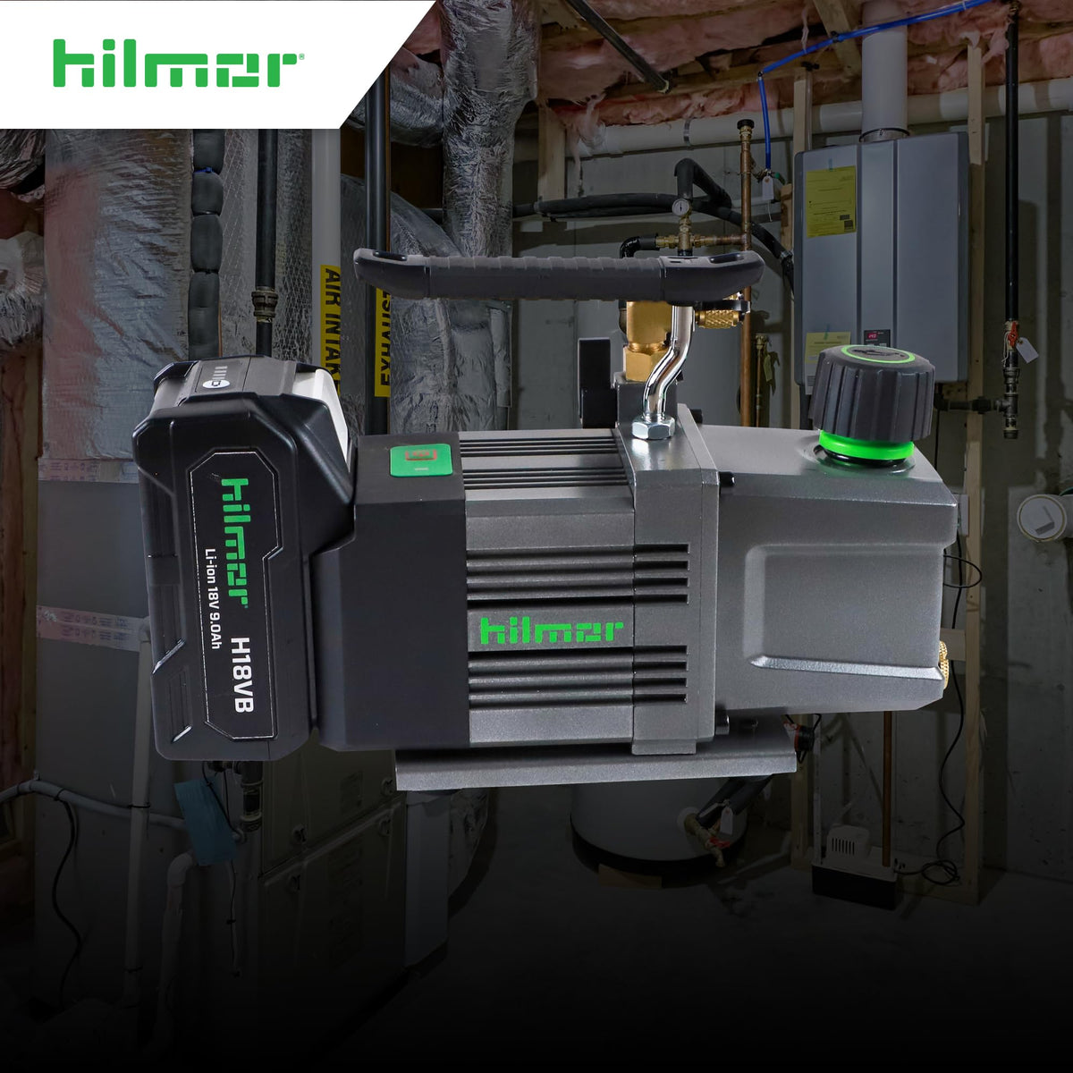 hilmor BVP2CFM 2CFM Battery Powered Vacuum Pump for HVAC Tools and Equipment, 9Ah 18 Volts, 1/2 Horsepower, 11 oz. Oil Capacity A2L Compliant