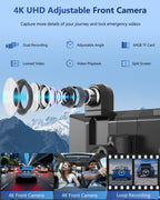 Carpuride Carplay Screen for Car with 4K Dash Cam & 1080P Backup Camera
