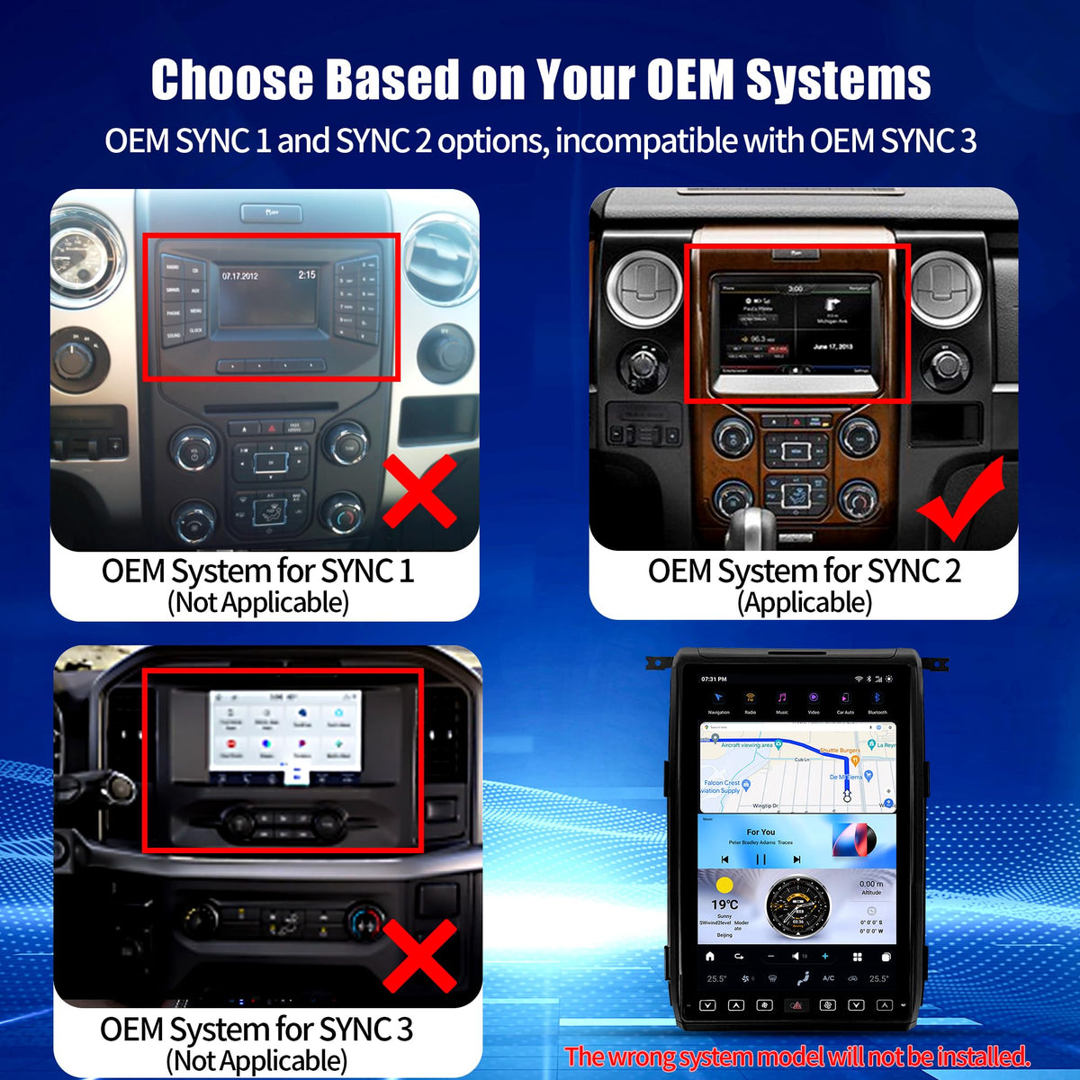 AuCar for Ford F150 F250 Raptor 2013-2014 (SYNC 2 System) 14.4 Inch Touch Screen Android 13 Car Radio Head Unit, Car Multimedia Player GPS Navigation Wireless Carplay Android Auto 8GB+128GB