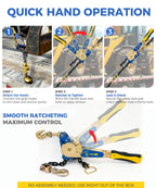 2 Pack 5/16"-3/8" EZ Ratchet Chain Binders with Grab Hooks