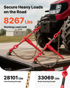 VEVOR Chain and Binder Kit 3/8 in-1/2 in, Ratchet Load Binders 8267 lbs Working Strength, Ratchet Binders and Chains, 3/8 in x 10 ft G80 Chains with G70 Hooks, for Truck, Tie Down, Hauling, Towing