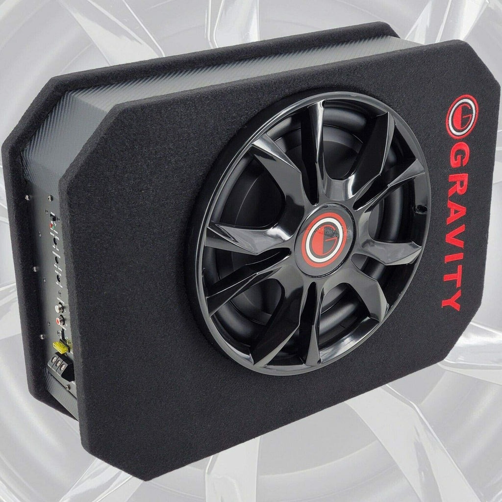 Gravity GSC-W12P 1200 Watts Max Power 600W RMS 12 Inch Car Audio Compact Under Seat Slim Powered Stereo Subwoofer Enclosure 12" Elite Sub Great for All Vehicles