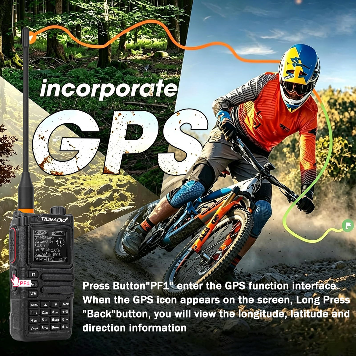TIDRADIO TD-H9 10Watt GPS/APRS GMRS Radio Handheld(4PCS Battery),Spectrum Analysis,SMS Message Text, Bluetooth Programming(APP/PC),Web Upgrade,Compass,Long Range Walkie Talkies,NOAA,AM,FM.Orange,2Pack