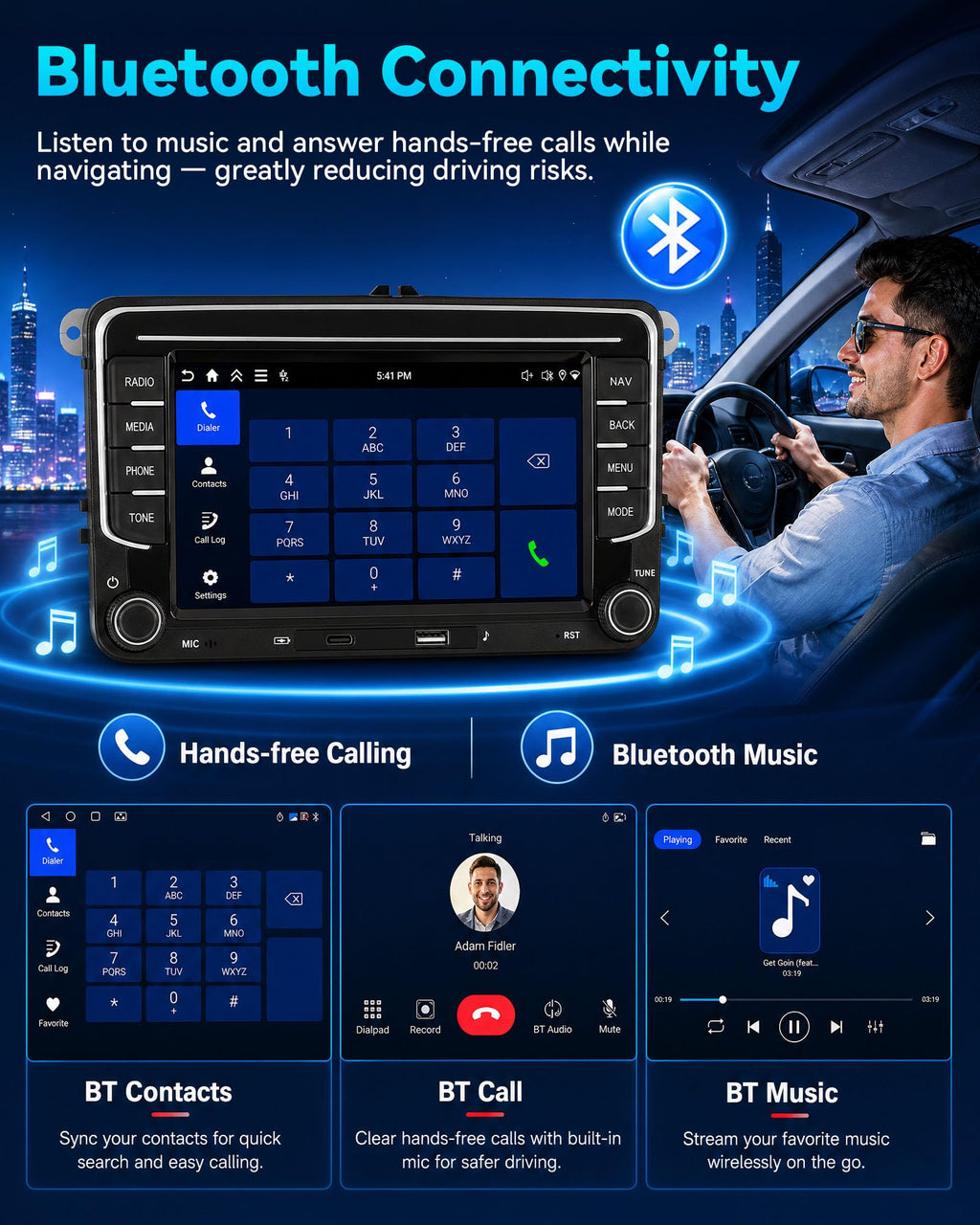 4G+128GB Android 15 Car Stereo for VW Car Radio with Wireless Carplay