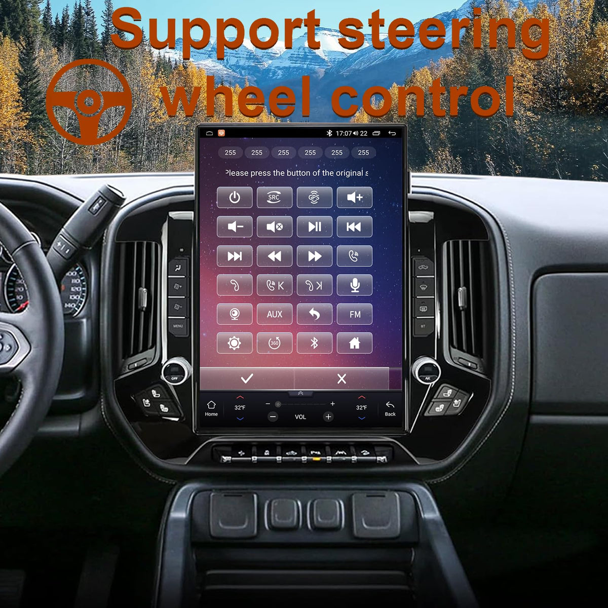 Android 14 Car Stereo Radio for GMC Sierra Chevrolet Silverado 2014-2019 Wirless Carplay/Android Auto 15.6 Inch Head Unit 2K Tesla Style IPS Touch Screen with Bluetooth GPS Navigation WiFi（Black）