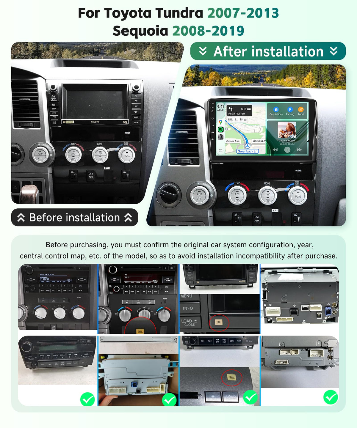 4G+64G Car Radio Stereo for Toyota Tundra 2007-2013 (JBL Compatible)
