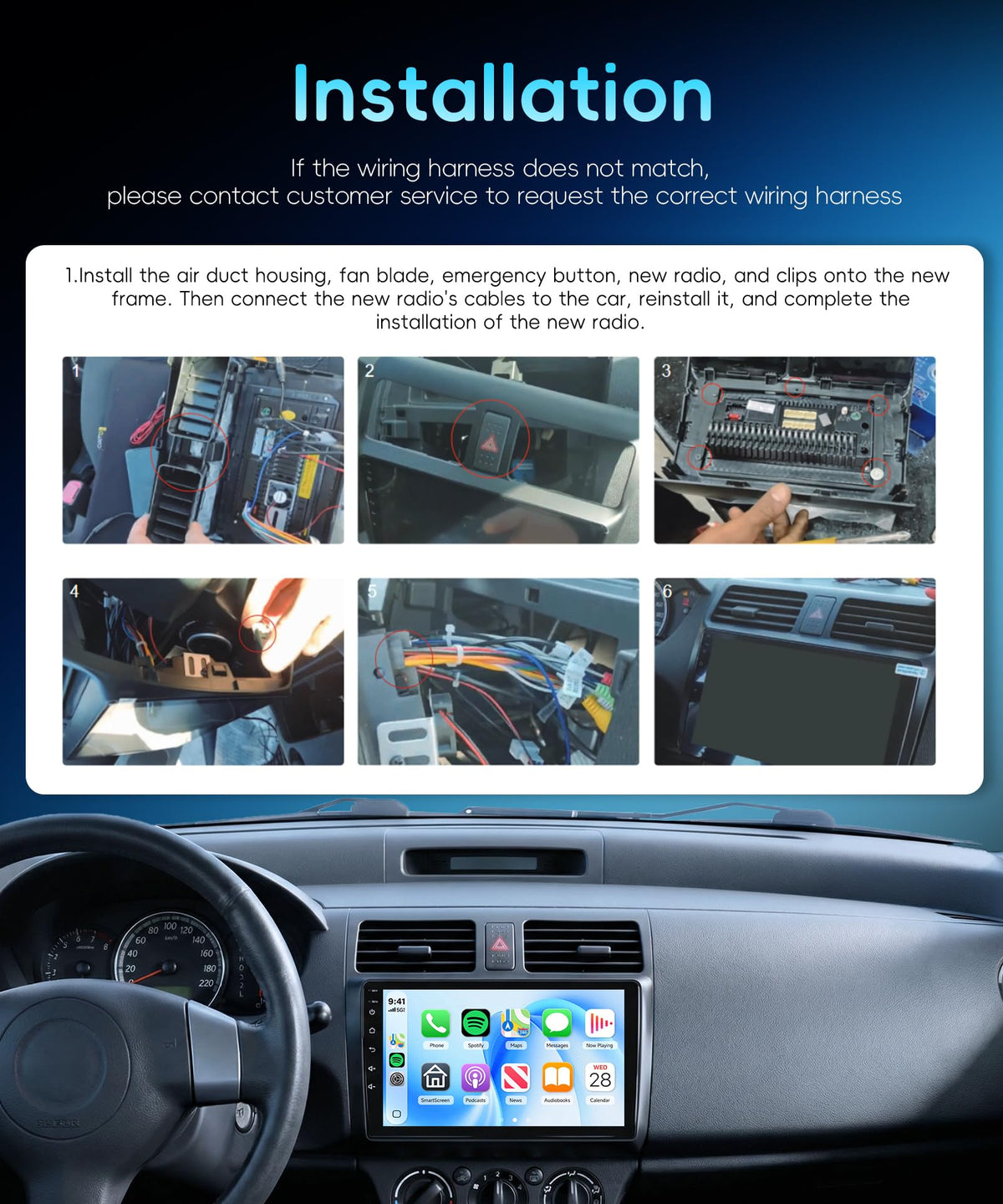 8 Core 6G+128G Android 15 Car Stereo for Suzuki Swift 2005-2010, 5GHz WiFi