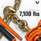 VULCAN Folding Handle Load Binder (Four Pack) with 2 Grab Hooks - Ratchet Style - 7100 Pound Safe Working Load (Works with 5/16 Inch or 3/8 Inch Grade 70 and Grade 80 Chain)