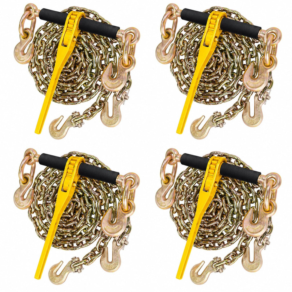 5/16"- 3/8" Ratchet Load Binder with Chain 20ft 4Pack 5/16" Tie Down Kit