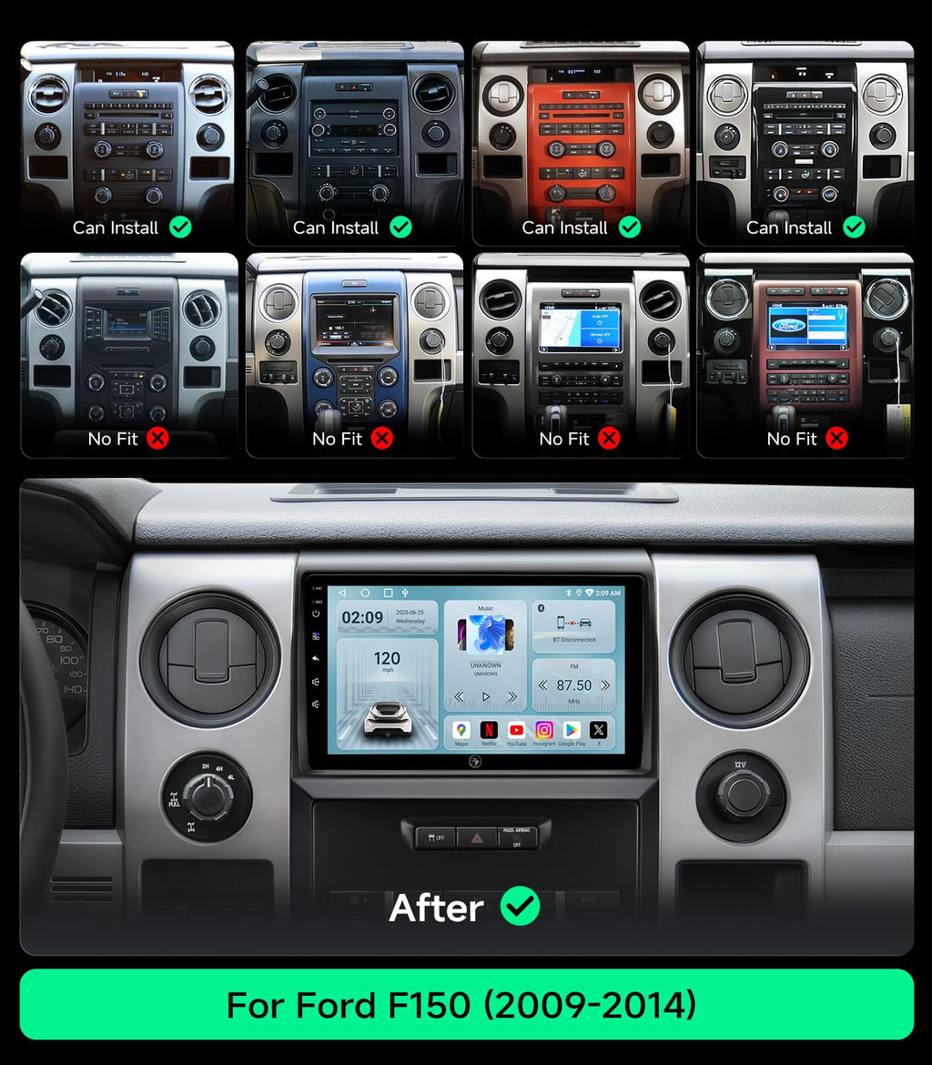 Car Radio Stereo for Ford F150 2009-2014, Wireless CarPlay Android Auto