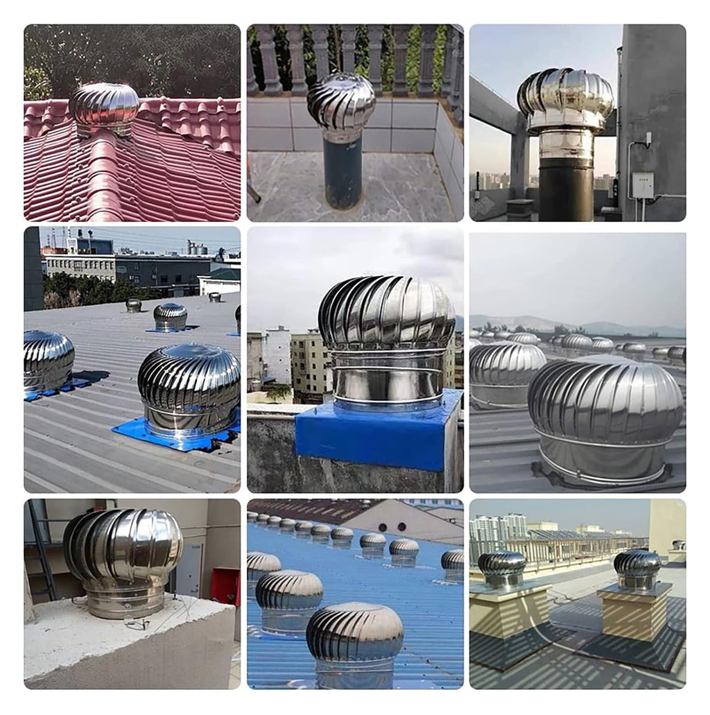 304 Stainless Steel Roof Wind Ventilator - Rotating Chimney Cowl, No Assembly Needed, Rainproof Design, Durable Exhaust Vent for Roofs, Efficient Air Circulation