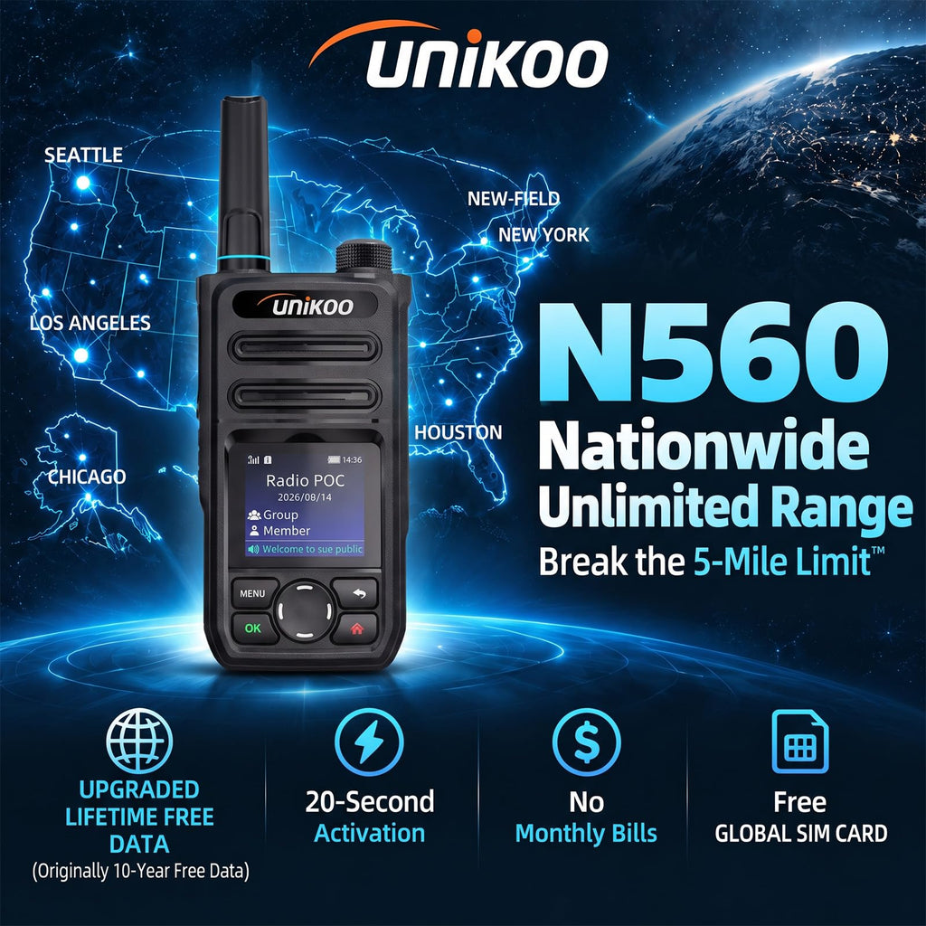 4G LTE PoC Radios Global Unlimited Range Walkie Talkies, Nationwide PTT Two Way Radios 2 Pack,