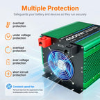 4000W Pure Sine Wave Power Inverter, 12V DC to 110V/120V Inverter with 4 AC Outlets, USB Port, Hardwire Port, Remote Controller, Car Converter for RV, Truck, Boat, Camping, Off-Grid