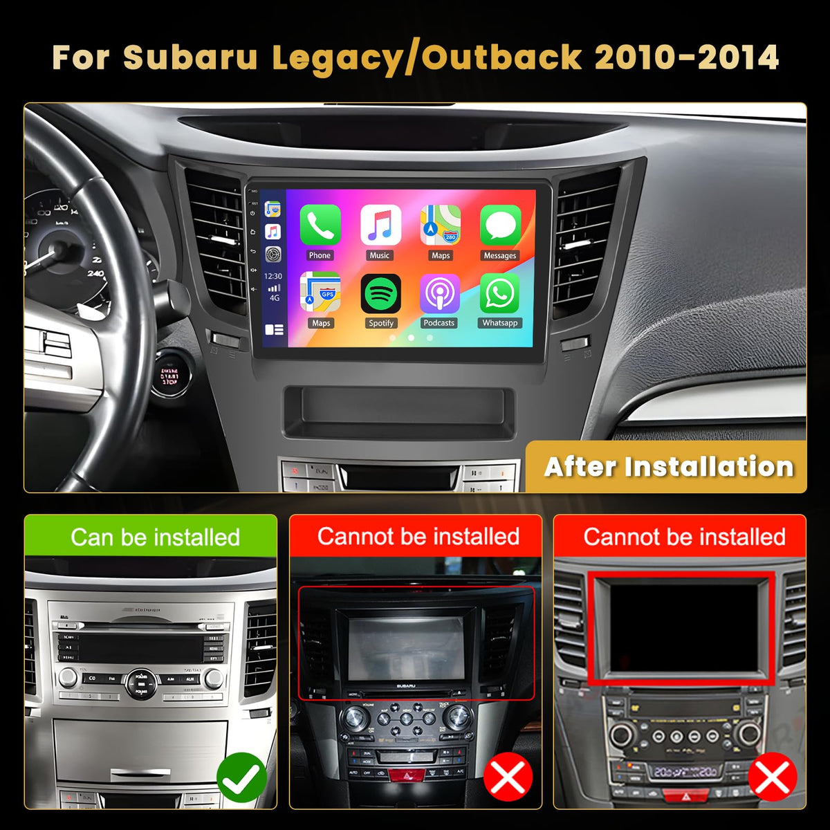 8Core 6+128GB 9" Android 15 Car Stereo for Subaru Legacy Outback 2010-2014