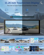 Carpuride Carplay Screen for Car with 4K Dash Cam & 1080P Backup Camera