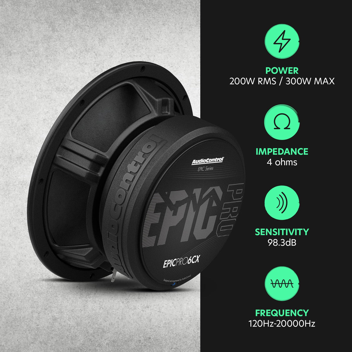 AudioControl EPICPRO6CX 6.5" 300W Coaxial Car Audio Speakers Set (Pair)