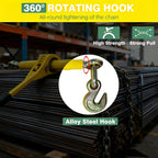 Ratchet Chain Binder Kit 3/8''-1/2" and 3/8"×10ft Chains,9200lbs Capacity