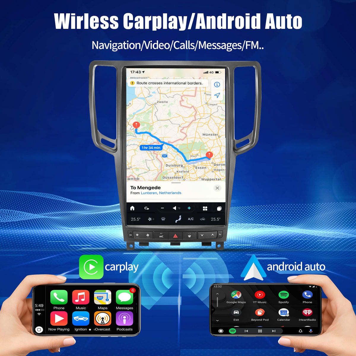 14.4" Car Radio for Infiniti G37 2007-2013, 8GB+256GB, Black