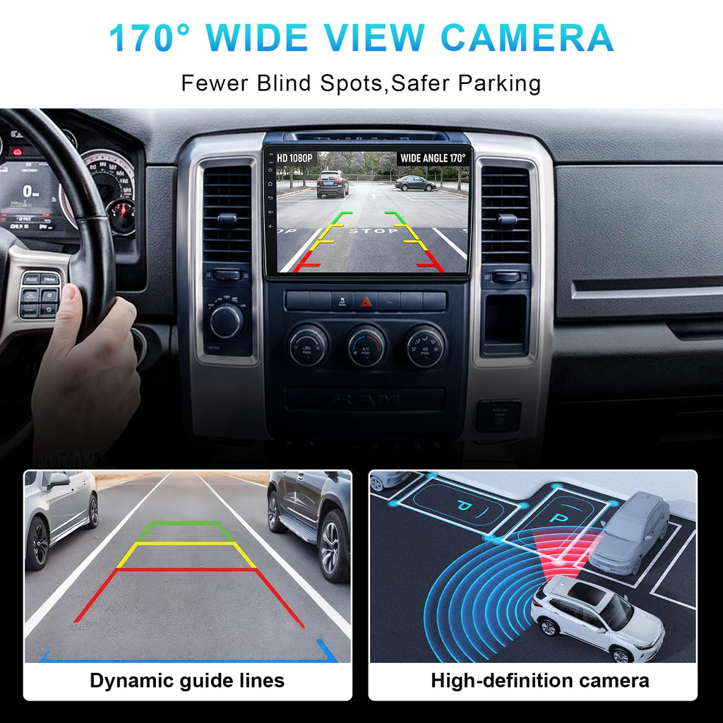 10.2" 8 Core 4+64GB Car Radio Stereo Upgrade for 2009-2012 Dodge Ram 1500 2500 3500, Plug and Play Android 13 Head Unit with Wireless Carplay/Android Auto/1080P Backup Camera