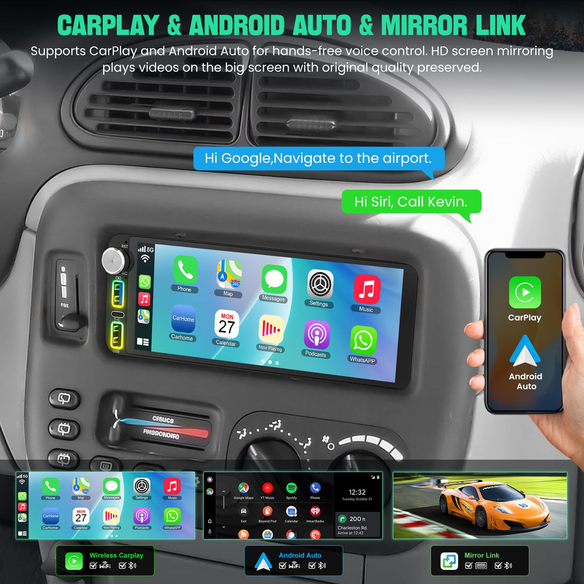 8 Core+128GB Car Radio Stereo for Dodge RAM &Jeep Wrangler &Grand Cherokee