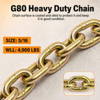 5/16"- 3/8" Ratchet Load Binder with Chain 20ft 4Pack 5/16" Tie Down Kit