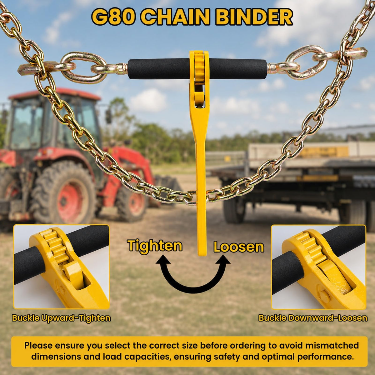 5/16"- 3/8" Ratchet Load Binder with Chain 20ft 4Pack 5/16" Tie Down Kit