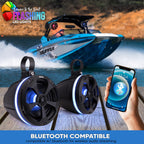 Pyle 1000W Amplified Off-Road Audio System with RGB Lighting, Bluetooth Streaming & Universal Mounts - Waterproof Bluetooth Speaker with Dual 5.25 Marine Speakers for ATV & UTV Use