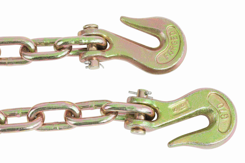 Mytee Products 4 Pcs G70 5/16" Chain & Easy Binder Kit - (2) 5/16"-3/8" Easy Ratcheting Chain Load Binder & (2) 5/16" x 20' G70 Transport Chain w/Grab Hooks - 4700 lbs WLL for Truck Trailer Tie Down