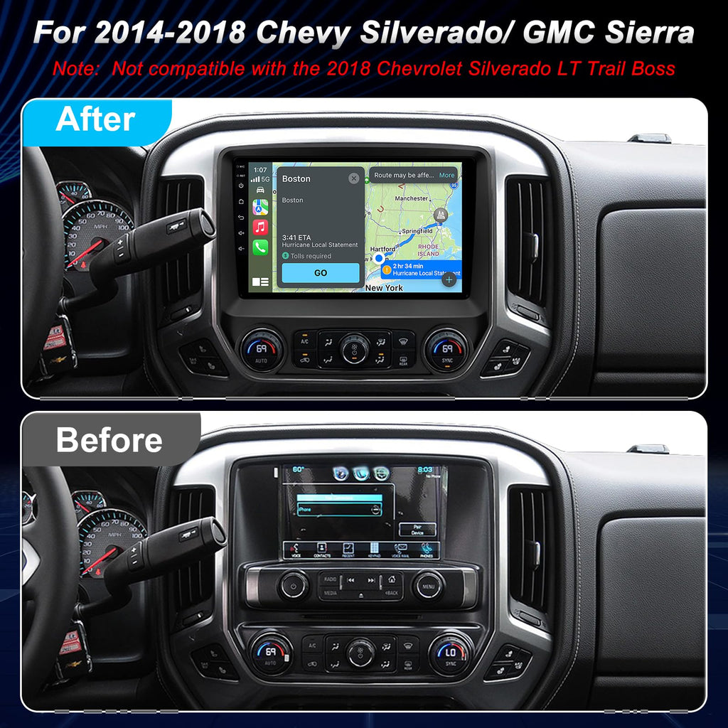 64GB Car Radio for Chevy Silverado 2014-2018, 10.2" IPS Touchscreen