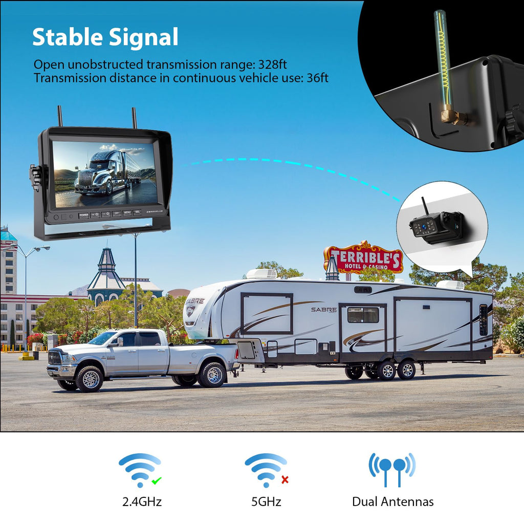 Magnetic Wireless RV Backup Camera System: Rear Camera with 7" HD 1080P DVR Monitor, DVR Monitor & IR Night Vision, Portable Rechargeable Camera for RV/Trailer/Fifth Wheels/Camper