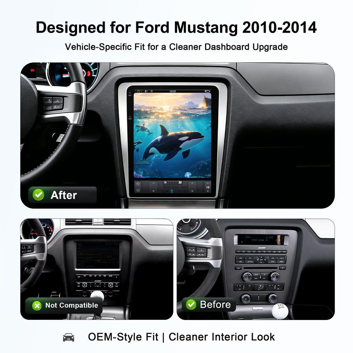 12.1-Inch Android Car Stereo Radio Head Unit for Ford Mustang 2010-2014 SWC