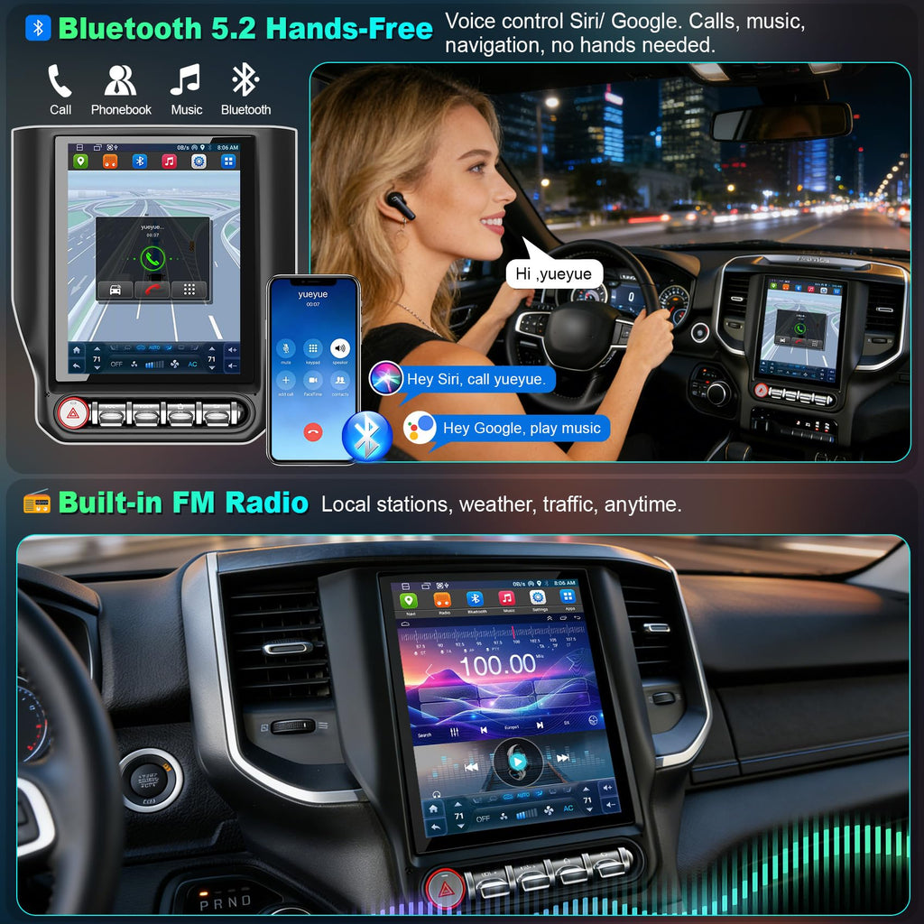 Android Car Radio Stereo for Dodge RAM 1500 2500 3500 4500 5500 2019-2024