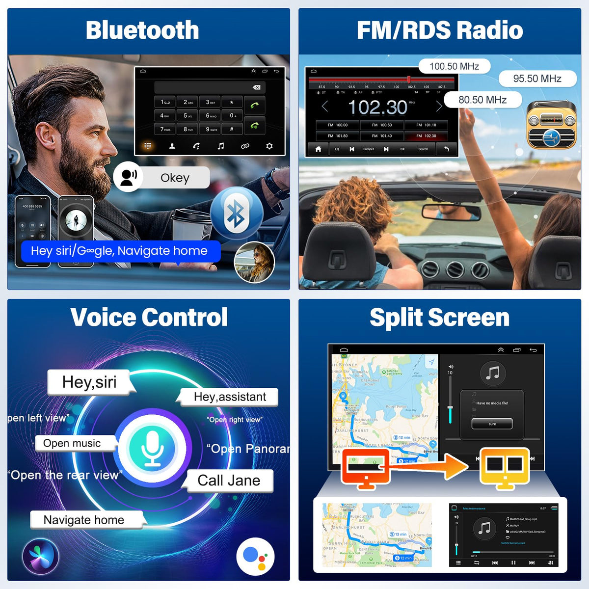 10'' Double Din Car Radio for Land Rover Range Rover Vogue 2013-2017 with Carplay Android Auto, LCD Touch Screen Stereo Audio Receiver with GPS Bluetooth WiFi AHD Backup Camera SWC FM Radio Receiver