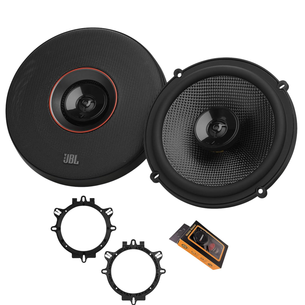 JBL Club 64SQ - 6.5” 2-Way Car Speakers, 225W Peak Power, Carbon Fiber Woofer, Silk Dome Tweeter, Includes A65S Speaker Adapter