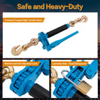 4 Pack Side Lever Ratchet Chain Binder | 7100 lbs WLL, Fits 5/16" G70 Chains, Labor-Saving Anti-Skid Handle, Heavy Duty Load Binders forTowing, Tie-Down & Hauling (4, Blue)