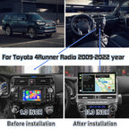 Stereo Radio Dash Kit for Toyota 4Runner Radio 2009-2022, Silver Upper 13.3" Android Head Unit TS10, 4+32G, Wireless CarPlay & Android Auto GPS Navigation AHD Backup Camera