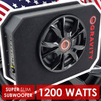 Gravity GSC-W12P 1200 Watts Max Power 600W RMS 12 Inch Car Audio Compact Under Seat Slim Powered Stereo Subwoofer Enclosure 12" Elite Sub Great for All Vehicles