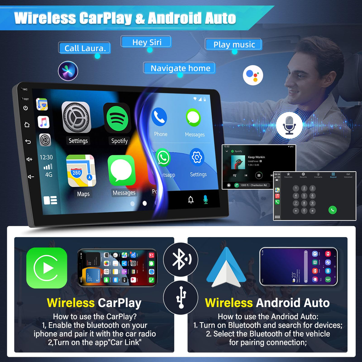 Car Stereo Radio Compatible for Colorado 2015-2022 with Carplay Android Auto GPS Navigation 10in Touchscreen Car Radio Player with Bluetooth WiFi FM/RDS SWC Mirror Link + Backup Camera