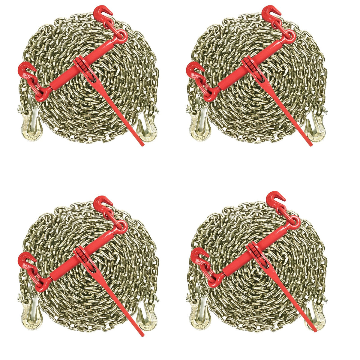 AAIN Chain and Binder Kit 3/8 in-1/2 in, 4 Pack Ratchet Binders and Chains