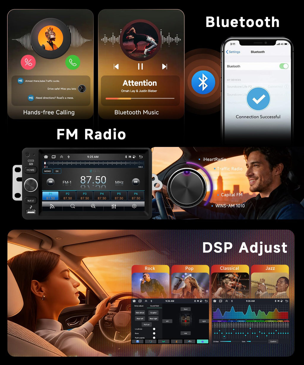8 Core 6G+128G Android Car Stereo for Chevrolet Chevy Silverado Impala Tahoe GMC Sierra Yukon Hummer H2 with Wireless CarPlay Android Auto, 7” Car Radio GPS WiFi SWC BT Backup Camera