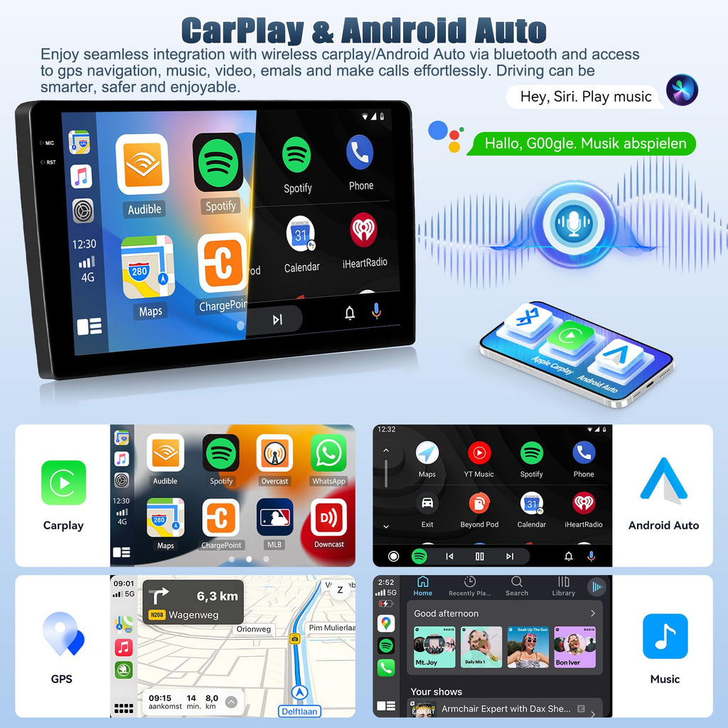 SIXTOP 4G+128G Android Car Stereo Radio for Nissan Sentra 2013-2017 Wireless CarPlay Android Auto 10.1 Inch HD Touchscreen GPS Navigation Head Unit Bluetooth 5.0 FM/RDS WiFi 32EQ SWC AHD Backup Camera