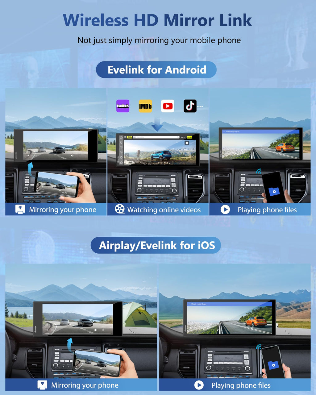 Carpuride Carplay Screen for Car with 4K Dash Cam & 1080P Backup Camera