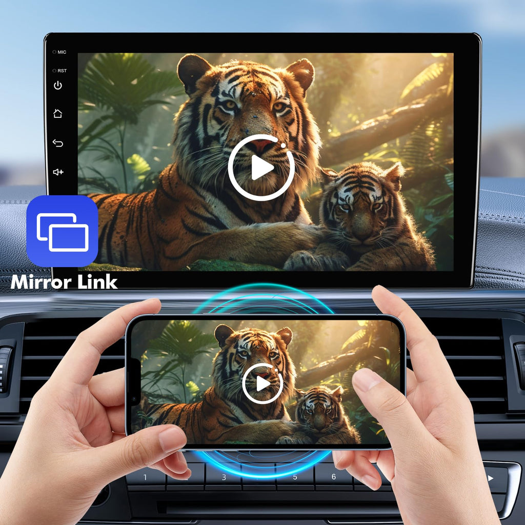 4+64GB 9 Inch Touchscreen Android 14 Car Radio Stereo for Ford Mustang 2015-2020 with CarPlay/Android Auto Car Radio, Support WiFi 6, Bluetooth,5.4, Backup Camera, SWC