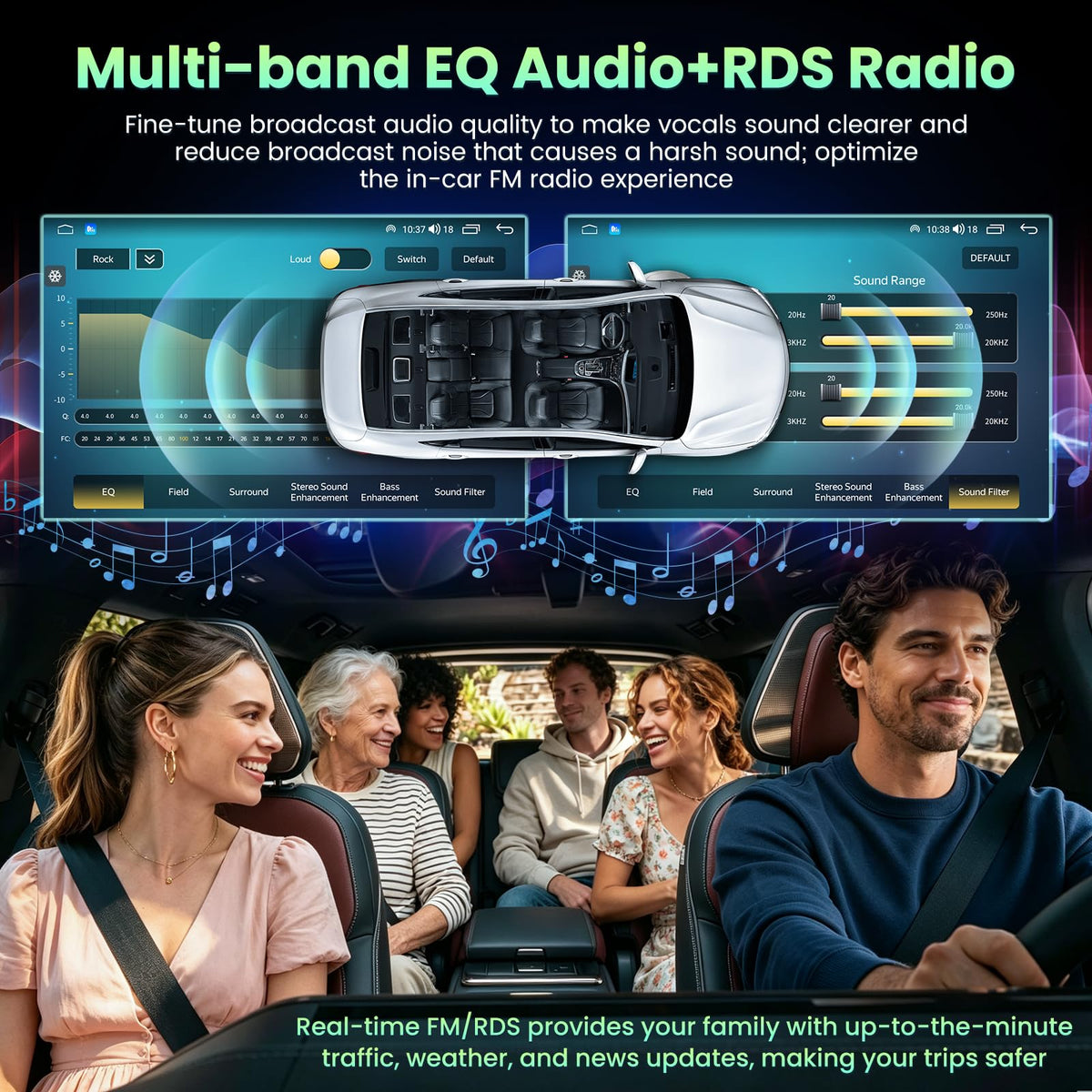 8Core 4+64GB Android 15 Car Radio Stereo for Chevy Silverado 2007-2013 GMC Sierra Yukon 10" Head Unit 1280 * 800 IPS Touchscreen, CarPlay & Android Auto, FM/AM, Backup Camera, Plug and Play
