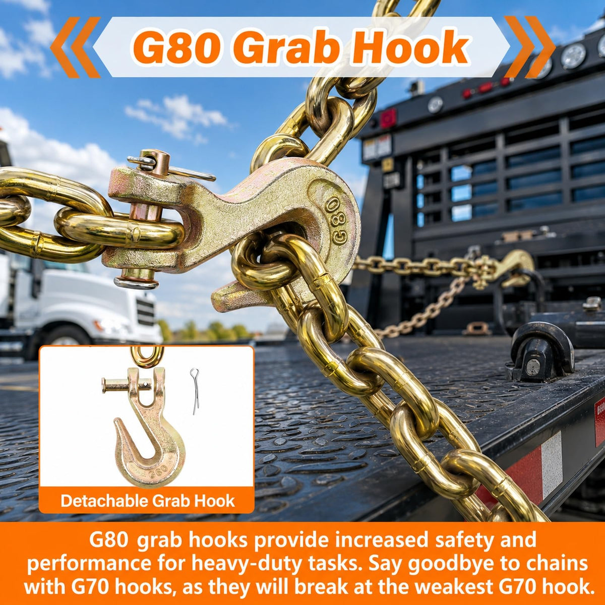 5/16"- 3/8" Ratchet Load Binder with Chain 20ft 4Pack 5/16" Tie Down Kit