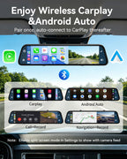 4K 13’’ Rear View Mirror Camera with Wireless Carplay&Android Auto