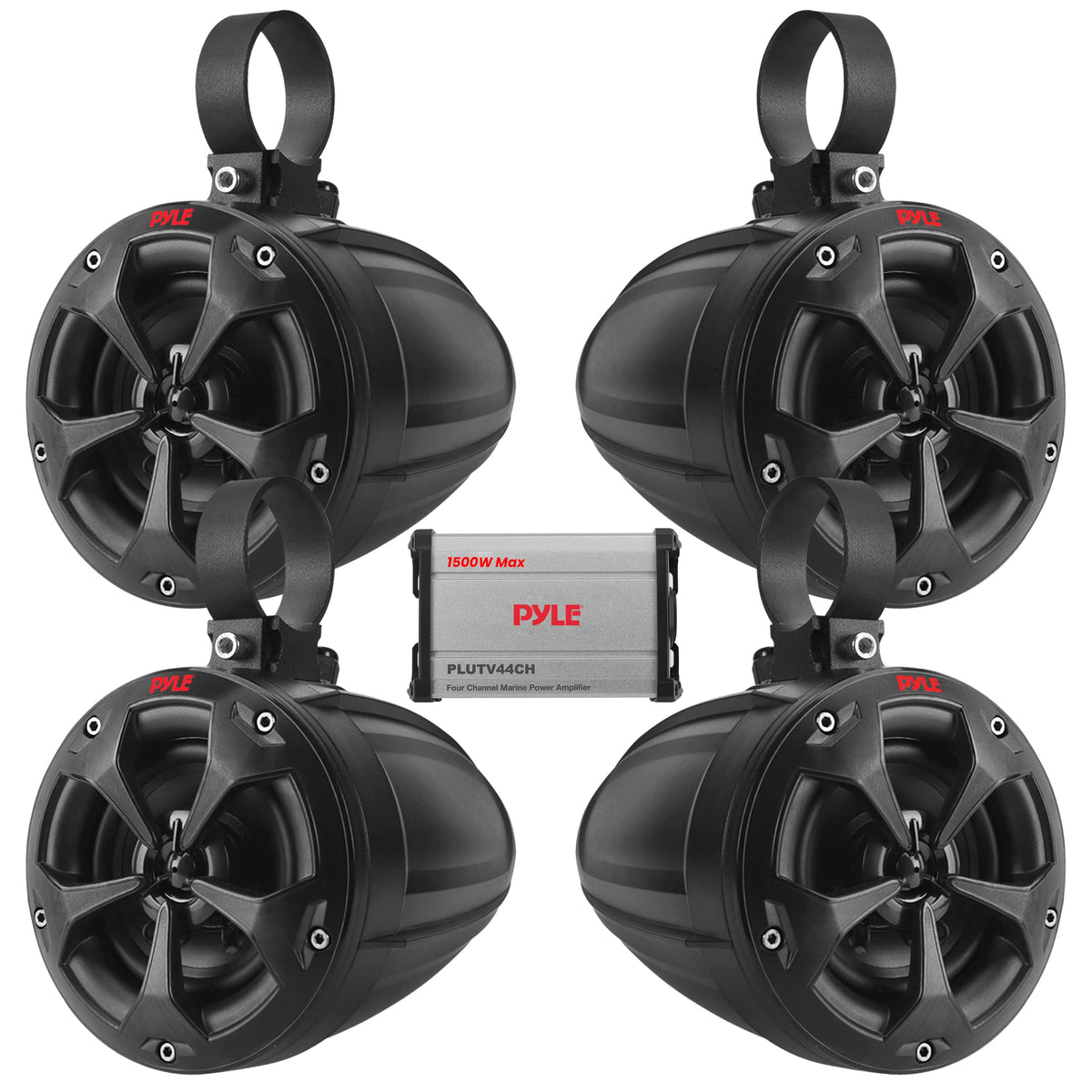 Pyle Marine ATV Powered Speakers - 4.0 Wireless Bluetooth, 800 Watt, Color Changing LED Lights, IP44 Waterproof, 6.5“ Dual Audio Sound System for UTV, Golf Carts, Jetski and Snowmobile - PLATV65BT.5