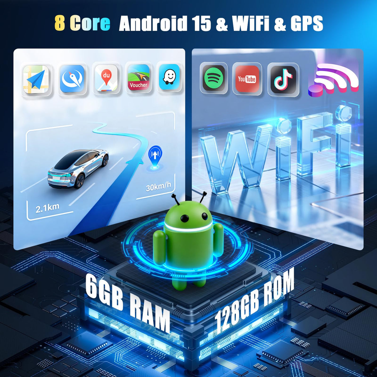 [6+128G] 8-Core Android 15 Car Radio Stereo for Honda Civic 2012-2015