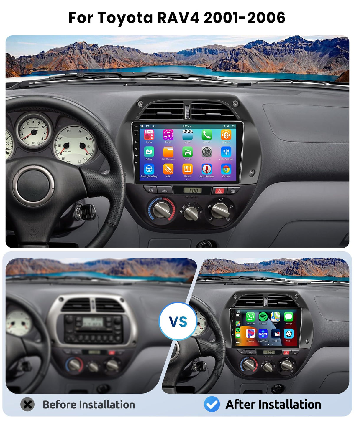 8 CORE 6G+128G Car Radio for Toyota RAV4 2001-2006, Wireless Carplay
