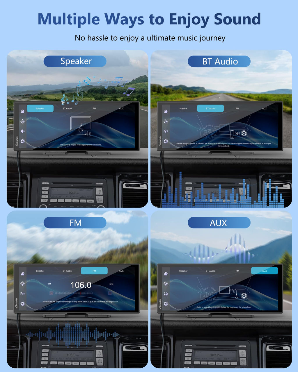 Carpuride Carplay Screen for Car with 4K Dash Cam & 1080P Backup Camera